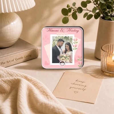 Long Distance Relationship Gift Personalised Musical Fridge Magnet with Custom Photo, Rechargeable Battery, Type-C USB Charging Memory Photo Fridge Magnet